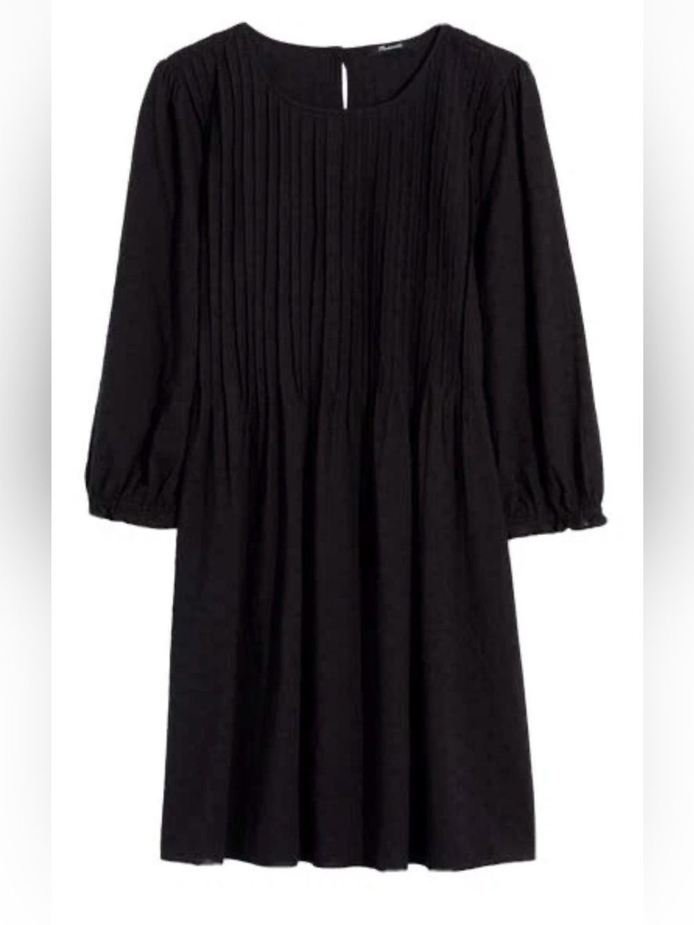 Madewell Embroidered Pintuck Mini Dress Black SIZE L